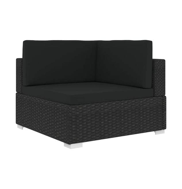 Sectional Corner Chair with Cushions Poly Rattan Black