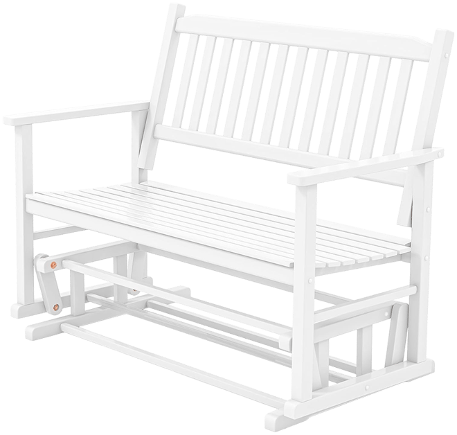 2 Seats Outdoor Glider Bench Poplar Wood Patio Swing Glider Loveseat Chair w/ Armrests