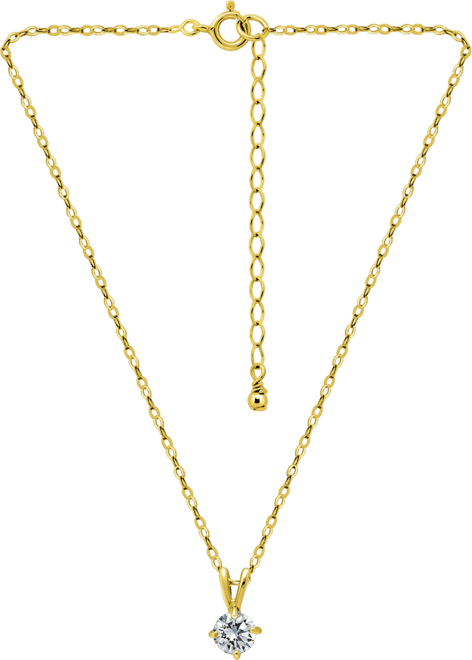 Cubic Zirconia Solitaire Pendant Necklace in 18k Gold over Sterling Silver, 16" + 2" extender, Exclusively at Macy's