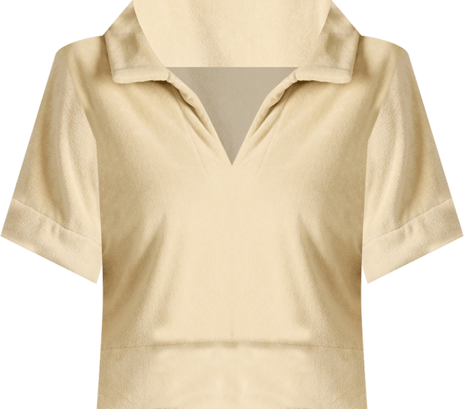 Women's Cropped Terrycloth Polo Top
