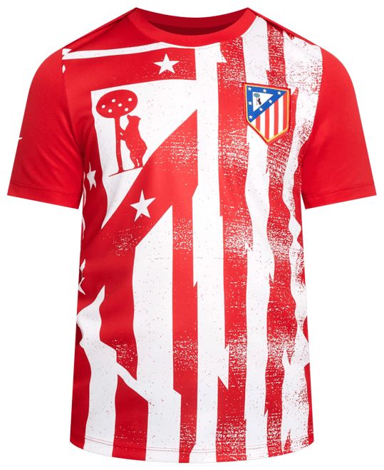 Club Atlético de Madrid Pro Home Kortærmet Nike Dri-FIT-opvarmningstrøje til fodbold til større børn