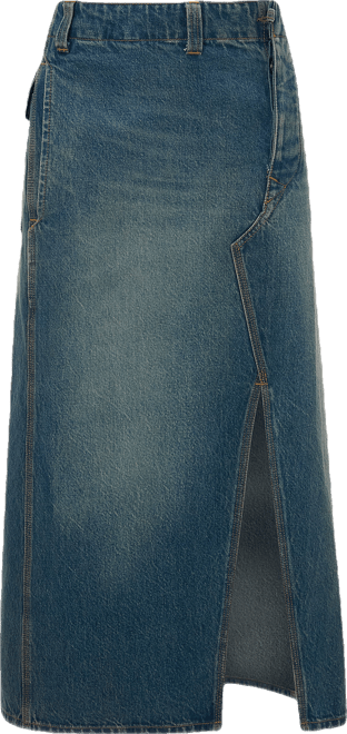 Asymmetric Utility Skirt In Washed Blue