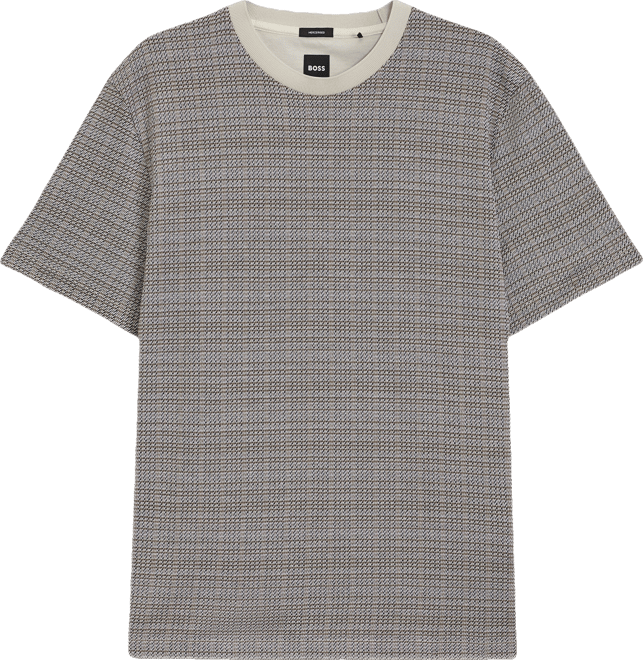 Boss by  Men's Grid Pattern Mercerized-Cotton T-Shirt