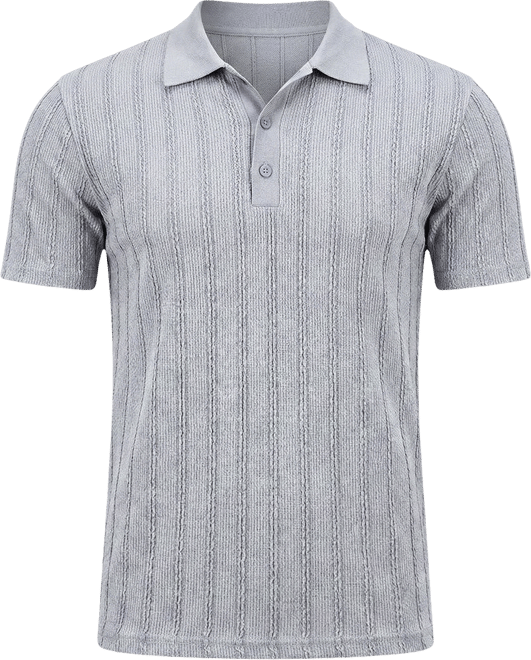 Men's Coin Grey Wicker-Tactitle Polo T-Shirt
