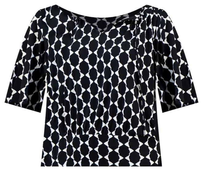 JM Collection Women's Split-Neck Banded Bottom Top