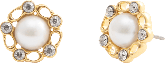 Faux Stone Signature Heritage Cultivated Pearl Stud Earrings