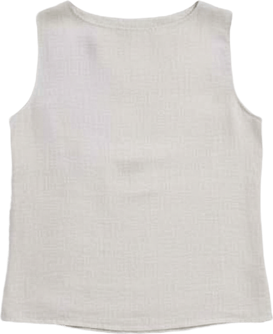 Women's Boat Neck Top in Checkered Linen