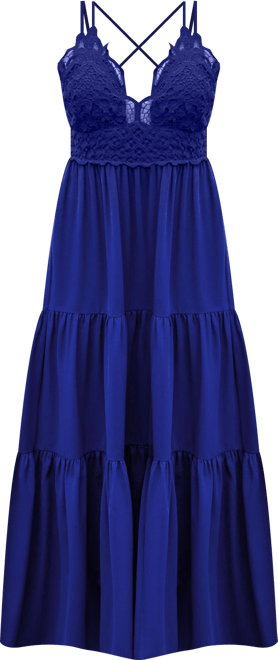 Women's Romantic Stroll Blue Maxi Beach Dress