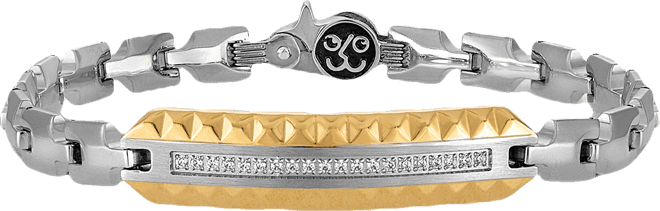 Diamond Id Bracelet (1/5 ct. t.w.) in Stainless Steel & Gold-Tone Ion-Plated Stainless Steel