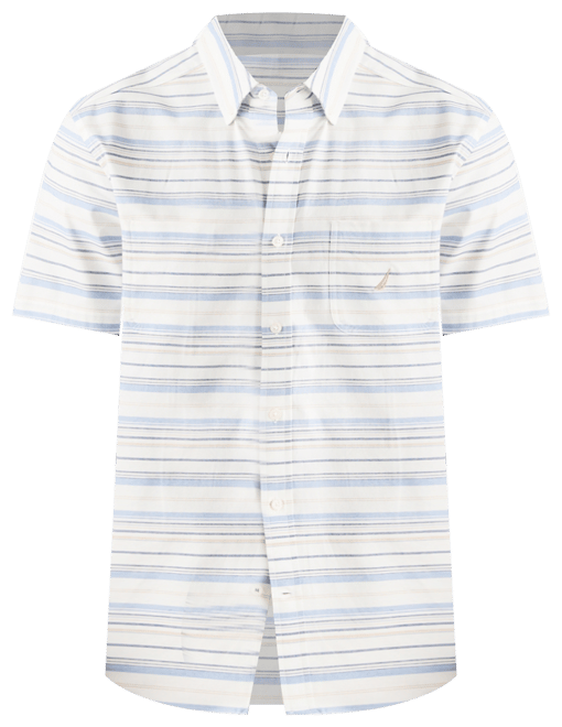 Men's Short Sleeve Striped Button-Down Oxford Shirt