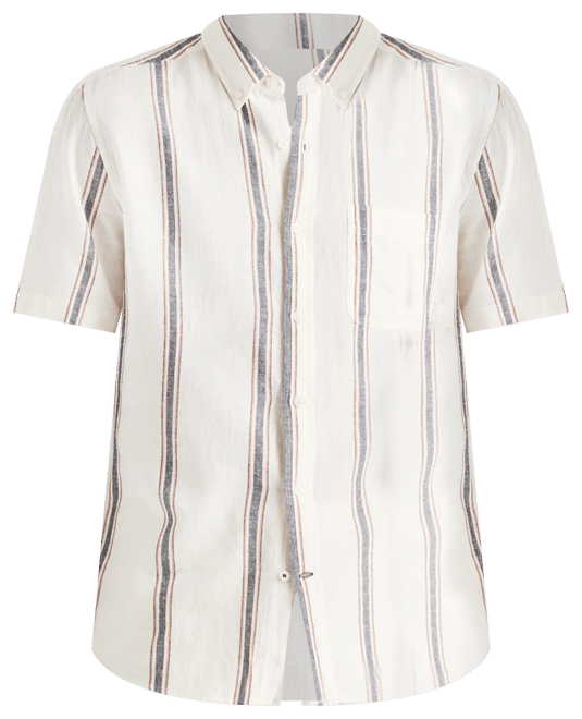 Men's Short Sleeve Striped Button-Down Shirt