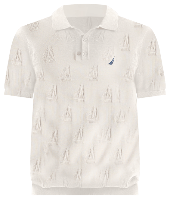 Men's Sailboat Textured Sweater Polo Shirt