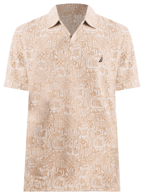 Men's Classic-Fit Leaf-Pattern Polo Shirt