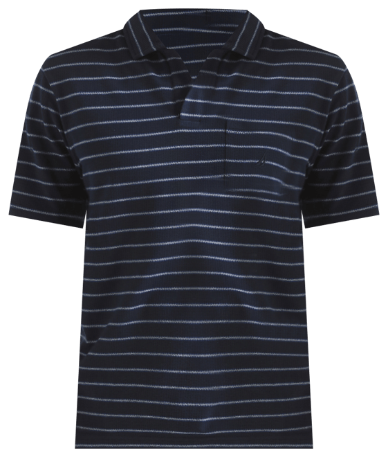 Men's Classic-Fit Stripe Seersucker Johnny Collar Pocket Polo Shirt