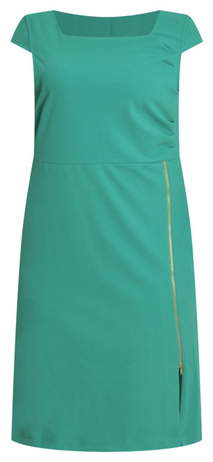 Plus Size Cap Sleeve Exposed Zipper Dress