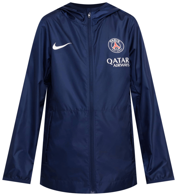 Paris Saint-Germain Academy Pro Nike-fodboldregnjakke med hætte til større børn