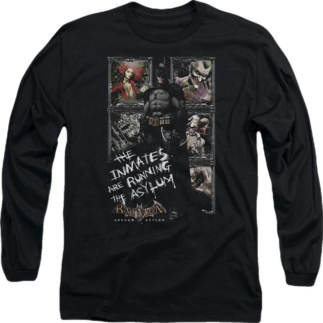 Men's Arkham Asylum Running The Asylum Long Sleeve Adult Tee / T-Shirt