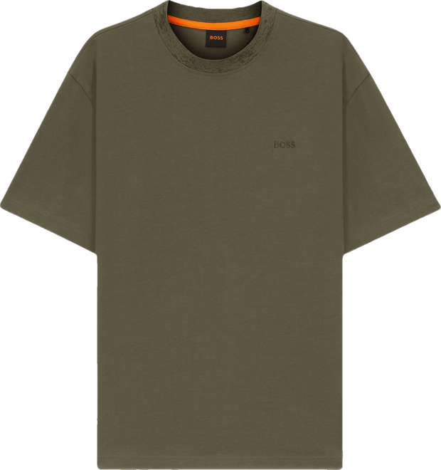 Boss by  Men's Patterned Collar Cotton-Jersey T-Shirt