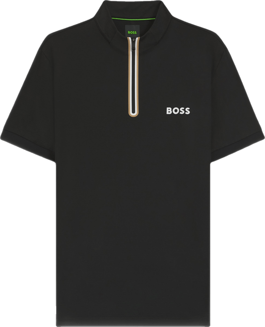 Boss by  Men's Stretch-Mesh Jersey Zip-Neck T-Shirt