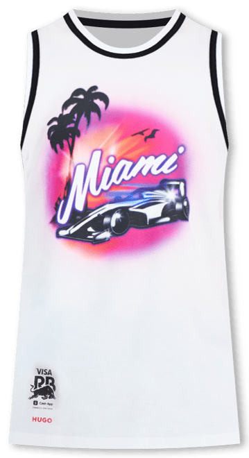Hugo by  Men's Miami Drapes Slim Fit Textured Graphic Tank