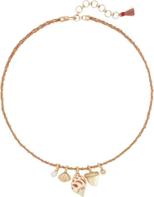 14k Gold-Plated Sea-Motif Cord-Wrapped Charm Necklace, 16" + 2" extender