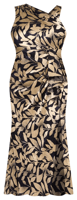 Adrianna Papell Plus Size Foil-Print Asymmetric Gown - Macy's