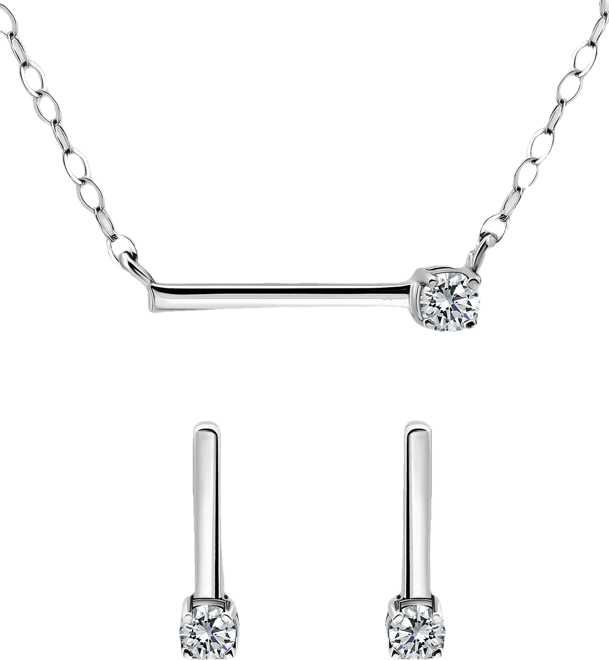 Cubic Zirconia Bar Statement Necklace & Drop Earrings Set in 18k Gold over Sterling Silver (also in Sterling Silver), Exclusively at Mac