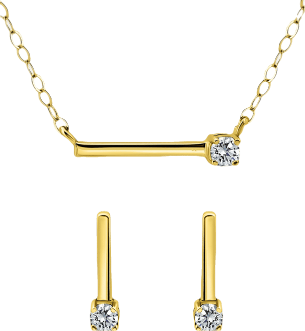 Cubic Zirconia Bar Statement Necklace & Drop Earrings Set in 18k Gold over Sterling Silver (also in Sterling Silver), Exclusively at Mac