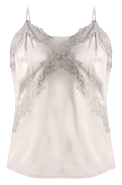 Recycled Poly Satin Lace Cami in Silver Grey