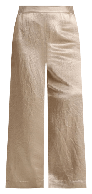 Wide Leg Crushed Acetate Pant in Taupe