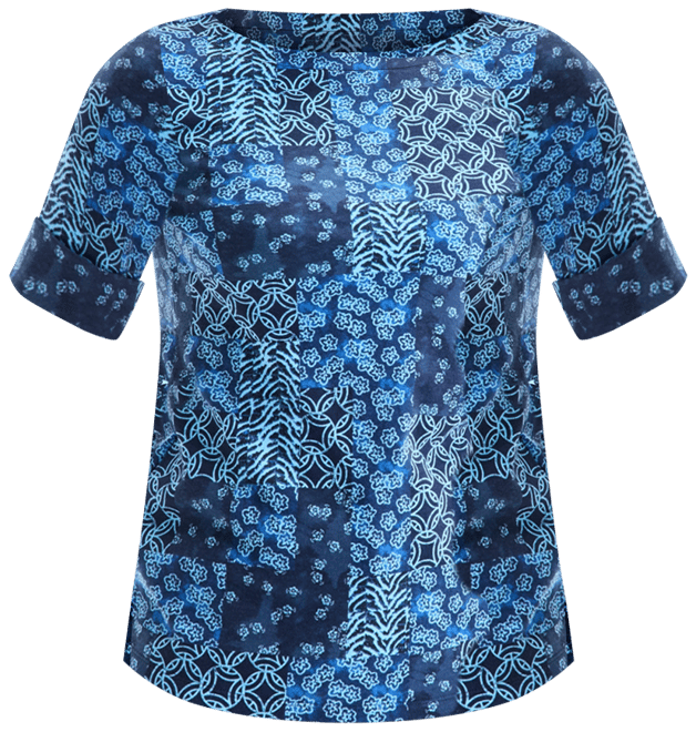 Style & Co Women's Printed Boat-Neck Elbow-Sleeve Top