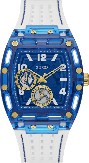 Men's Multi-Function White Silicone Watch, 44mm