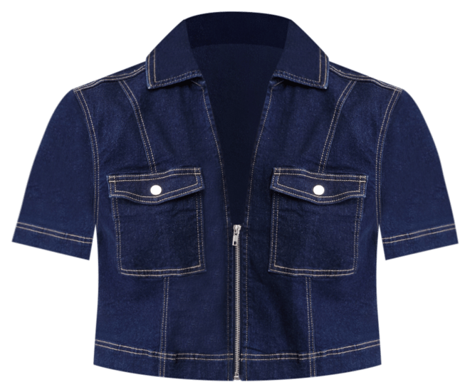 Bar III Women's Seamed Denim Zip-Front Top, Exclusively at