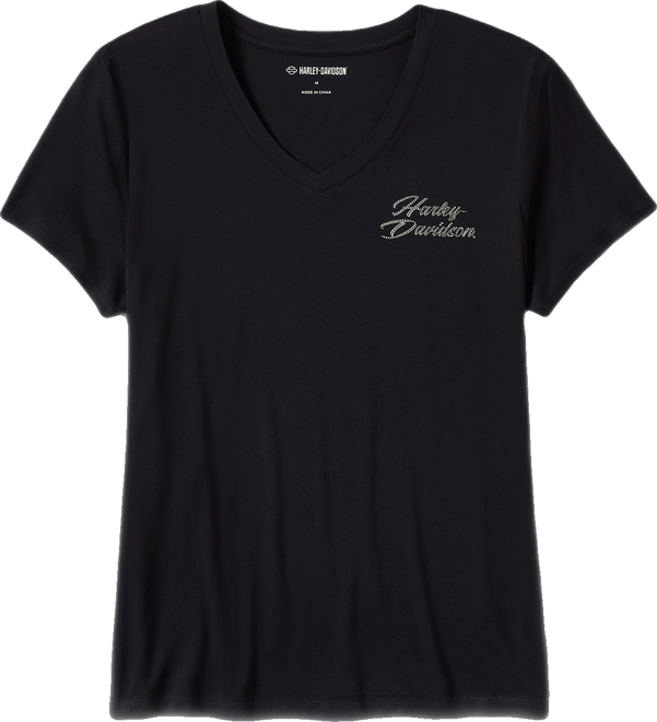 Women's Rose & Thorn Bling V Neck Tee