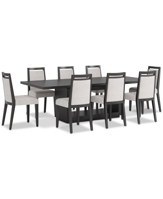 Tivie 9-Pc. Dining Set (Rectangular Table & 8 Wood Dining Chairs)