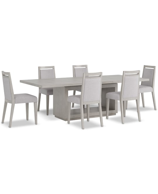 Tivie 7-Pc. Dining Set (Rectangular Table & 6 Wood Dining Chairs)