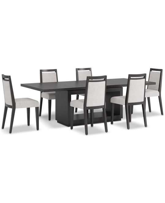 Tivie 7-Pc. Dining Set (Rectangular Table & 6 Wood Dining Chairs)