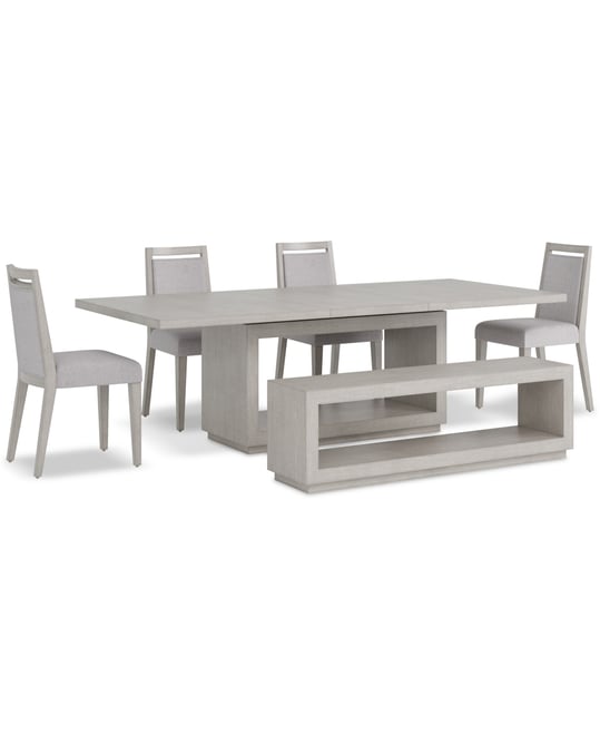 Tivie 6-Pc. Dining Set (Rectangular Table, 4 Wood Dining Chairs & Bench)