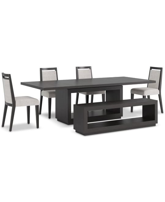 Tivie 6-Pc. Dining Set (Rectangular Table, 4 Wood Dining Chairs & Bench)