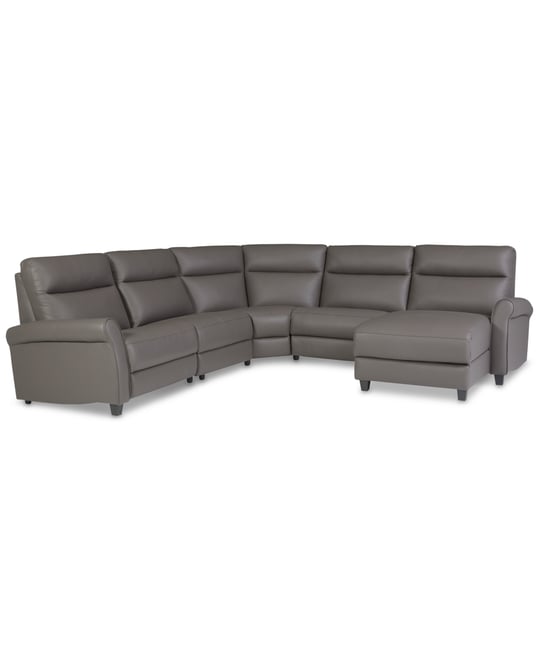 Thandler 5-Pc. Leather Chaise Sectional with 2 Power Recliners, Exclusively at Macy's