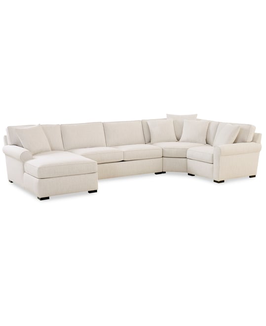 Radley Roll Arm 148" 4-Pc. Fabric Chaise Sectional with Wedge, Exclusively at Macy's