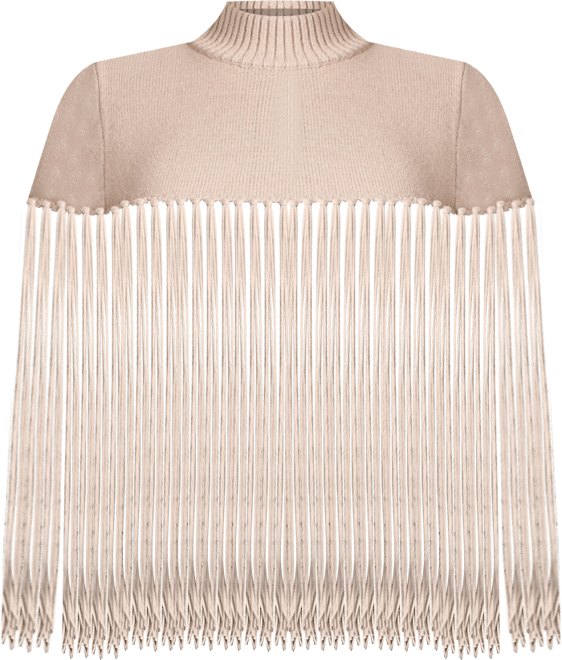 Women's Plus Size Fringe Half Sweater
