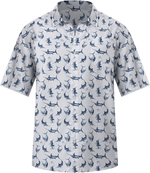 Men's Short Sleeve Retro Billfish Fishing Shirt