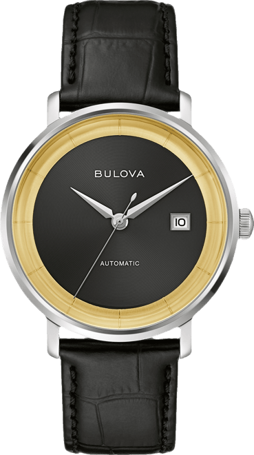 Men's Classic Frank Sinatra Rat Pack Automatic Black Leather Strap Watch 40mm