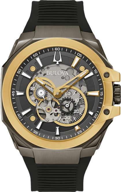 Men's Marc Anthony Automatic Chronograph Maquina Black Silicone Strap Watch 46mm