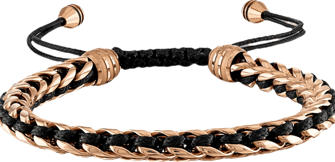 Rose Gold-Tone Ip Stainless Steel Cord Woven Slider Bracelet