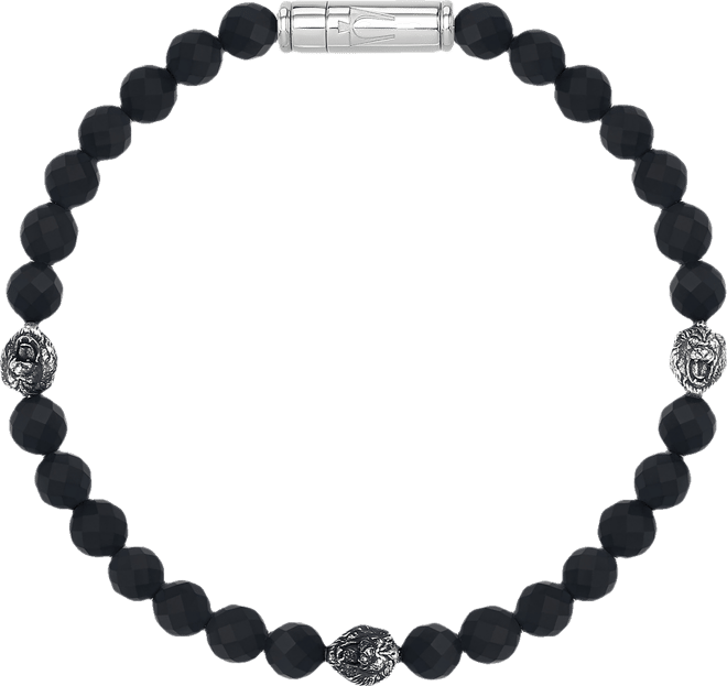 Marc Anthony Men's Onyx & Lion Beaded Bracelet in Sterling Silver-Plate, BVB1161-wsbkox
