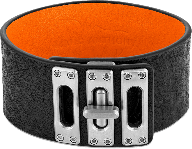 Marc Anthony Men's Black Leather Strap Bracelet in Sterling Silver, BVB1154-bostna