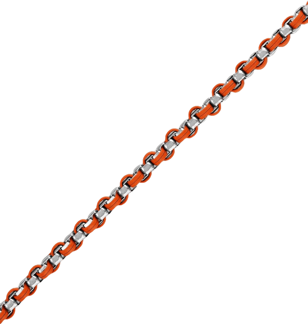 Marc Anthony Men's Orange Leather Box Link Chain Bracelet in Sterling Silver-Plate, BVB1130-orsna
