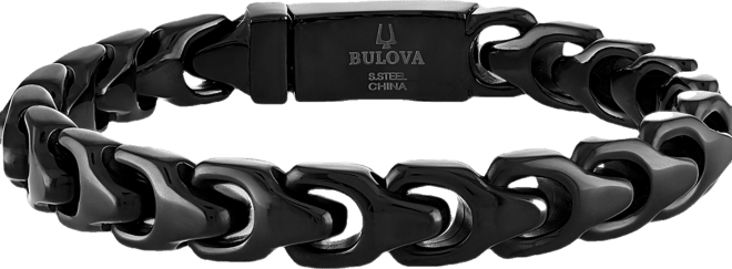 Men's Black-Tone Stainless Steel Link Bracelet